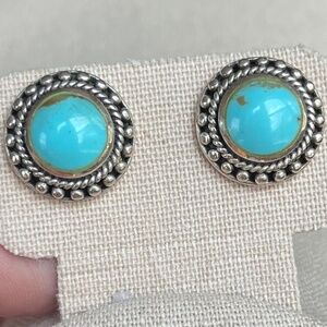 Vintage Native American silver and turquoise earrings with artist stamp